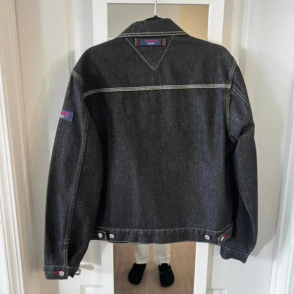 199 Vintage 1990's Tommy Jeans Baggy Black Jacket Size Medium - Picture 5 of 5